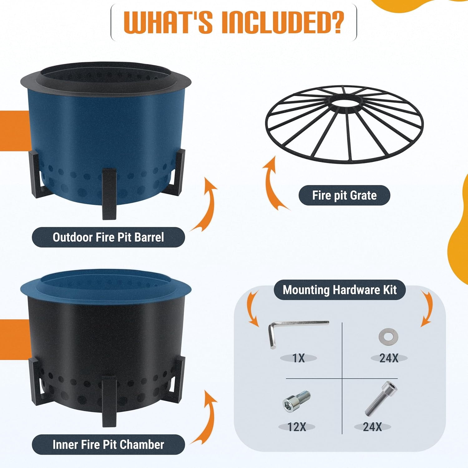 21.6" Smokeless Fire Pit,Heavy-Duty Outdoor FirePit Smokeless - Wood Burning Fire Pits w/Innovative Airflow,Smokeless Fire Pits for Outside Camping