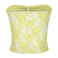 thumbnail image 6 of qolati Women Mesh Strapless Corset Top Y2k Floral Lace Tube Top Fashion See Through Going Out Bandeau Bustier Bralettes,Yellow,M, 6 of 9