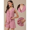 thumbnail image 2 of DARING DIVA Women's Gingham 2 Piece Outfits Beach Plaid Vest and Shorts Sets S Red, 2 of 6