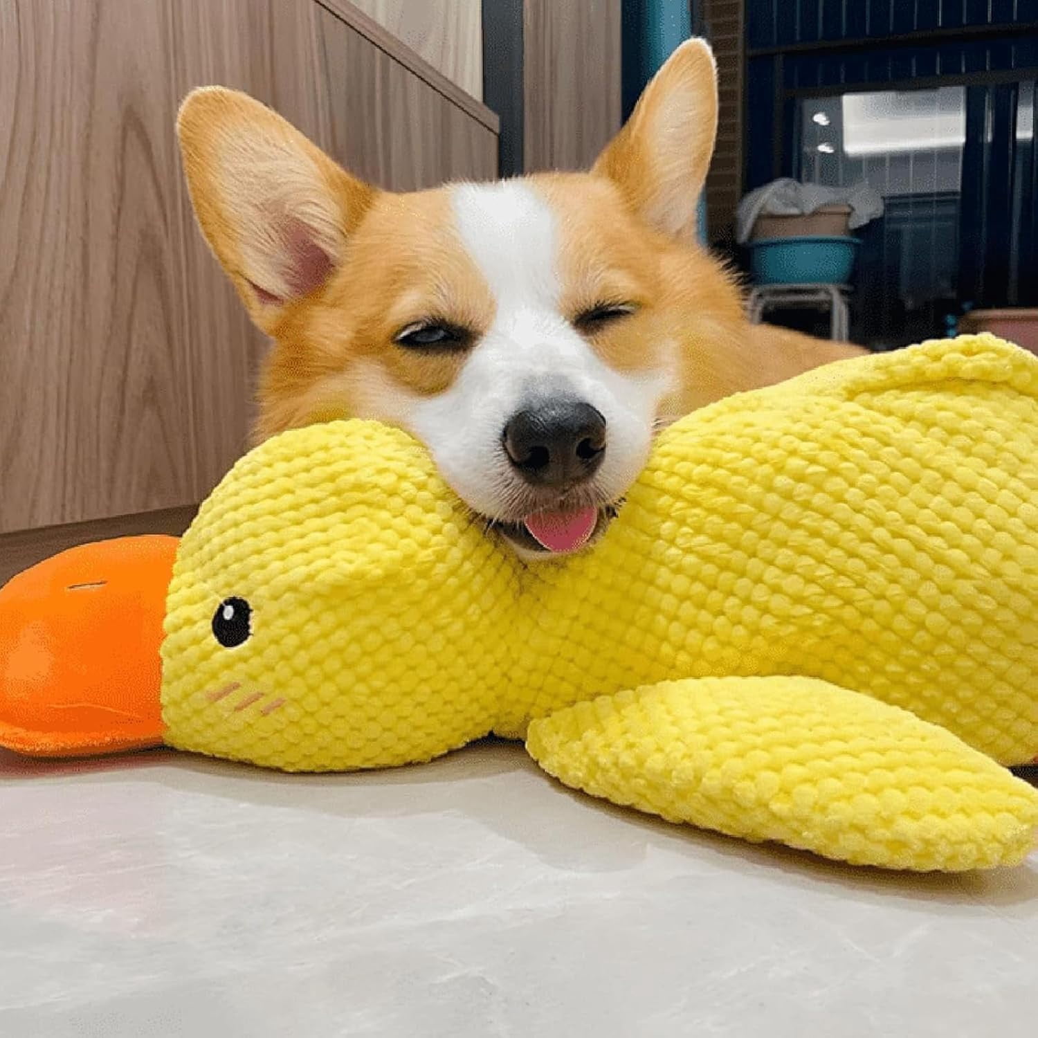 Calming Duck Toy,Calming Duck Dog Toy,Cute Quacking Stuffed Duck Dog Toy,Quack Quack Duck Calming Toy,Yellow Stuffed Calming Duck Dog Chew Toys