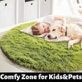 thumbnail image 3 of Nvzi Grass Green Round Rug for Bedroom,Fluffy Circle Rug 23.6*23.6in,Shaggy Circular Rug for Nursery Room,Fuzzy Plush Rug for Dorm, 3 of 4