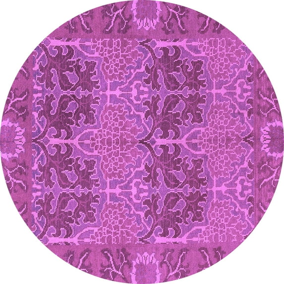 Ahgly Company Indoor Round Abstract Purple Modern Area Rugs, 8' Round