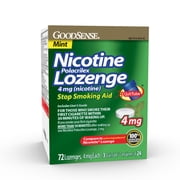 GS Nicotine Lozenge 4mg, Mint Flavor, Sugar Free, Stop Smoking Aid, 72 Ct