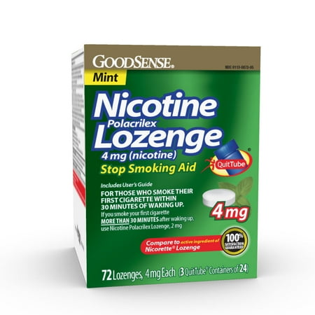 GS Nicotine Lozenge 4mg, Mint Flavor, Sugar Free, Stop Smoking Aid, 72 Ct