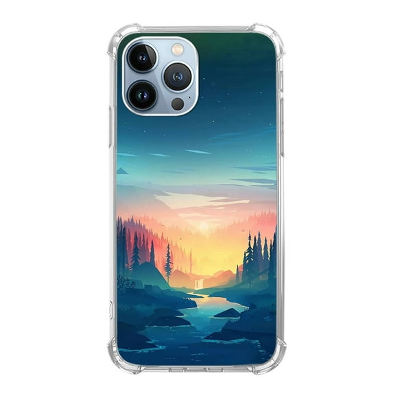Abstract Mountain Case Compatible with iPhone 14 Pro Max,Unique Trendy Design TPU Bumper Cover Case