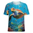 thumbnail image 5 of Nautical Green Sea Turtles Women's Short Sleeve Tops Casual Blouses T Shirt, 5 of 6