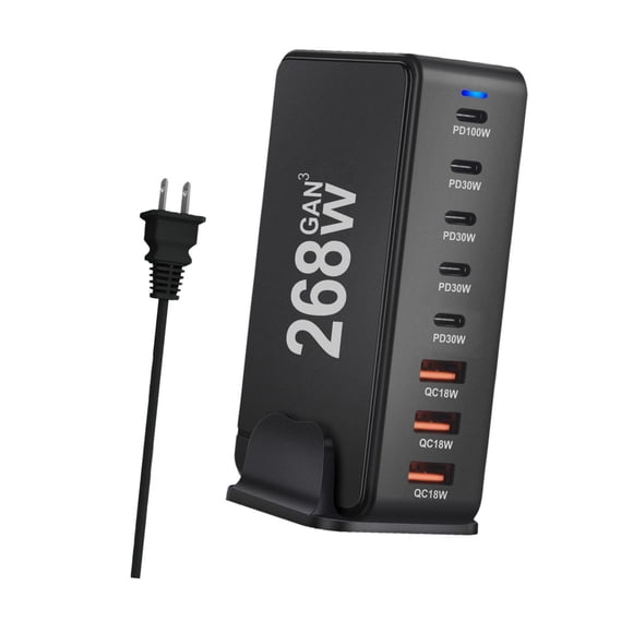 estación de carga del ordenador del cargador de 268W USB C, estación de carga de 8 puertos USB C Negro