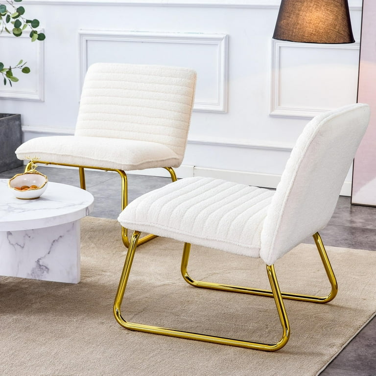 White armless accent chair discount