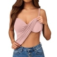 thumbnail image 2 of Women Solid Camisole Bodysuit with Built-in Padded Cups, Slim Fit Stretchy Shapewear for Daily Layering Pink L(L), 2 of 6