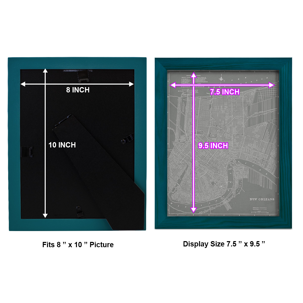 City Map of New Orleans -Framed Print w/glass-Ocean Blue