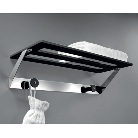 Natura Towel Shelf - Chrome/Black Wood