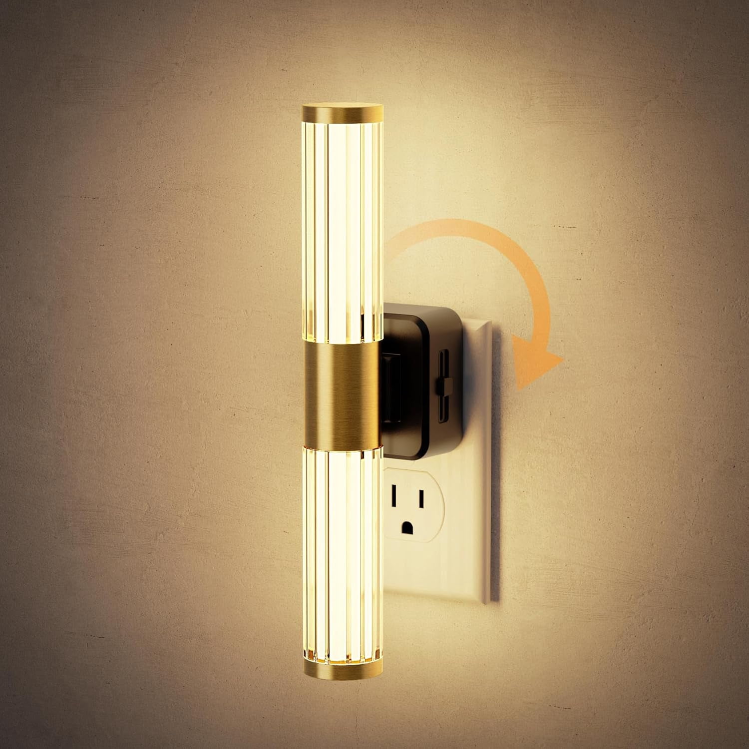 RGHJAR-Night Light, Night Lights Plug into Wall, Soft White 3000K, 0-100LM Dimmable Night Light, Vanity Light Bar for Hallway, Bathroom, Rooms
