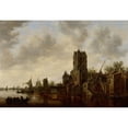 thumbnail image 2 of Jan van Goyen 24x18 Gold Ornate Framed and Double Matted Museum Art Print Titled - River Landscape with the Pellecussen Gate Near Utrecht (1648), 2 of 4