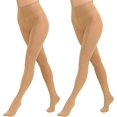 thumbnail image 2 of 2 Pairs Women's Solid Color Tights 80D, Soft Opaque Microfiber Tights, 2 of 5