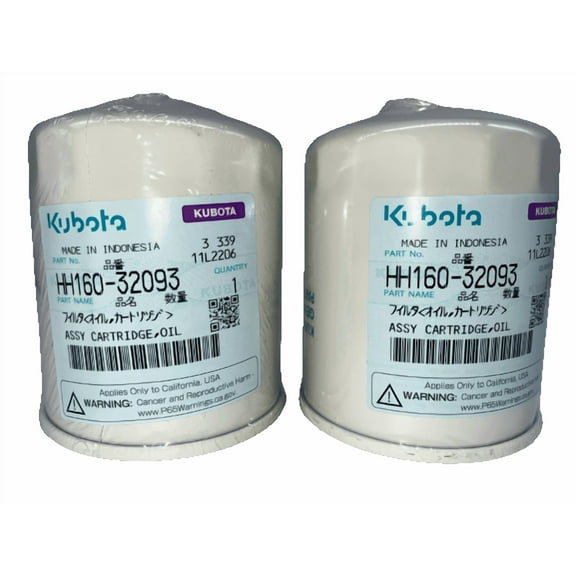 Genuine Kubota Oil Filter 2 Pack HH160-32093 16271-32090 Grasshopper 10080