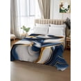 thumbnail image 2 of Navy Blue Marble Flat Sheets Only King Size, Soft Breathable Bed Top Sheets for Mattress, Gold Modern Art Luxury Bedding Flat Sheets for Home Hotel Bedroom Bed Protection, 2 of 9