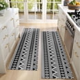 thumbnail image 4 of Kitchen Rugs Sets Of 2,Black Geometric Triangle Diamond Pattern Anti Fatigue Kitchen Mat Rugs Non Slip Washable,Decorative Kitchen Floor Mats for Kitchen,Sink,Laundry,17"X47", 4 of 5