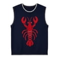 thumbnail image 4 of Sweaters for Women Lobster Print Round Neck Sleeveless Knit Vest Contrast Design Dense Versatile Top Navy M, 4 of 4