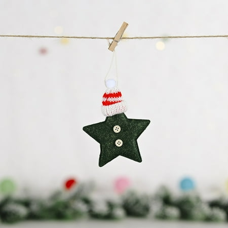 

Christmas Savings Feltree Christmas Decoration Knitted Hat Five-pointed Star Small Pendant Creative Five-pointed Star Tree Pendant Doll