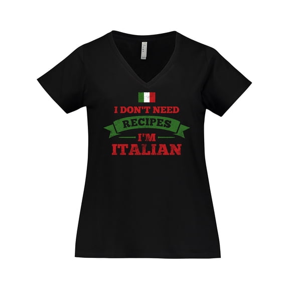 Inktastic No Recipes I'm Italian Women's Plus Size V-Neck T-Shirt
