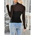 thumbnail image 5 of Gamvdout Women’s ock Turtle Neck Long Sleeve Sheer Mesh Ruched Going Out Tops, 5 of 6