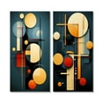 thumbnail image 2 of Designart "Abstract Circular Geometrics in Retro Bliss VI" Modern Geometric Wall Art Set Of 2 - Modern Yellow Gallery Wall Set For Home Decor, 2 of 6