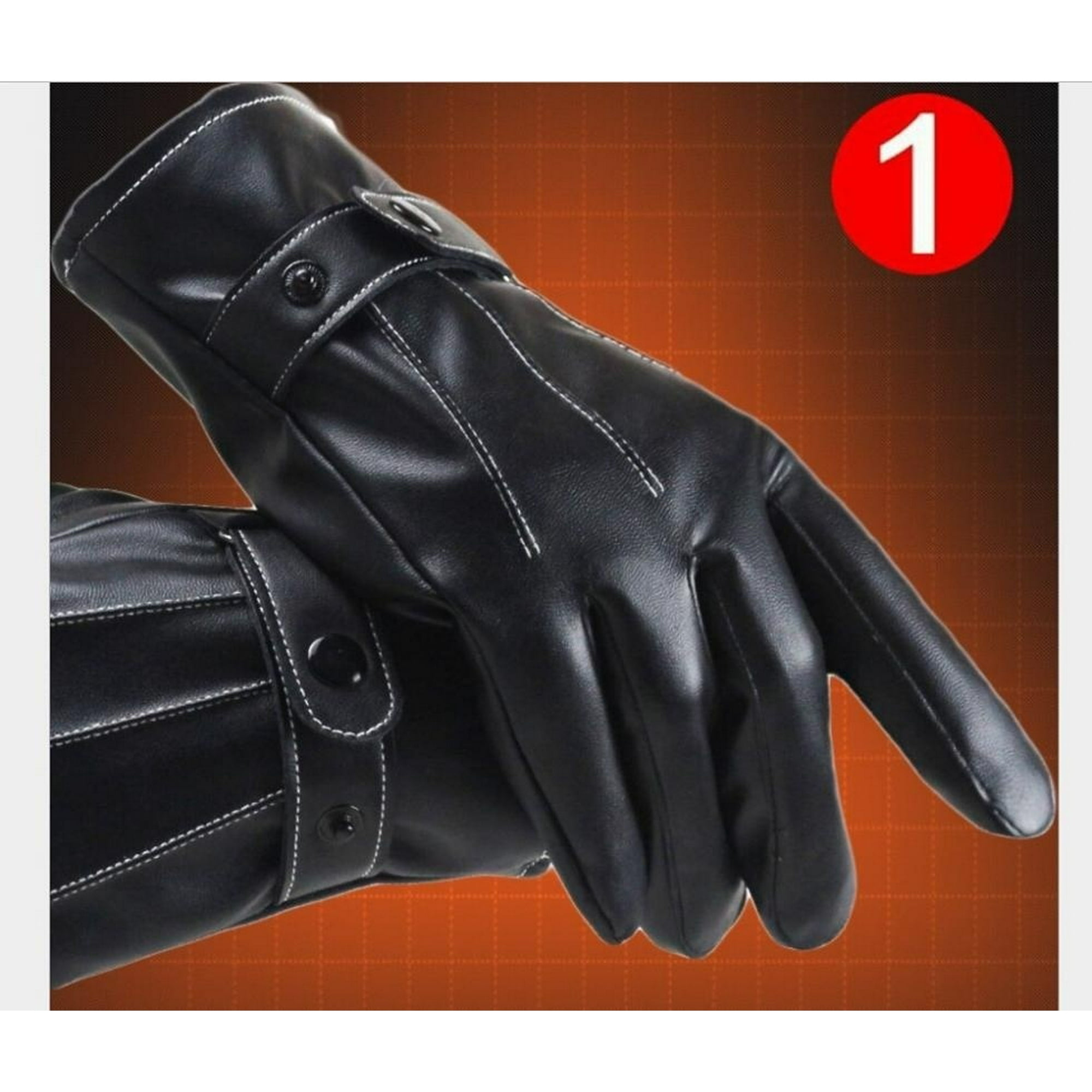 Hot Mens Fitted Real Leather Touch-Screen Gloves with Racing