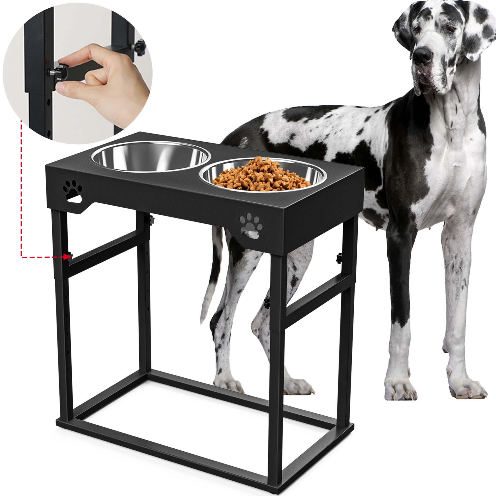 ZALALOVA Elevated Dog Bowls Stand with 2 Stainless Steel Dishes, Raised Dog  Bowl Adjusts to 5 Heights (3.15, 8.9, 10,11.2, 12.4) for Medium and