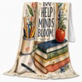 thumbnail image 2 of Vintage Classroom Books Apple Pencil Jar Appreciation, Cozy Typography Art Scene, Warm Flannel Blanket for Living Room and Reading Nook, Art Lovers Thank You Gift, Artistic Home Decor, 2 of 9