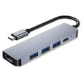 thumbnail image 1 of Tipo C HUB Portátil USB HDMI-Compatible con HDMI Adaptador de video 5-IN-1 Convertidor de velocidad rápida Teclado Teclado Accesorios para computadora Monstrate EL005674-00B, 1 of 7