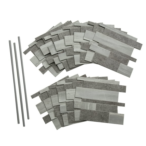 Aspect Collage 13.6in x 12in Peel and Stick Backsplash in Mixed Gray Corridor 15 Sq Ft Kit