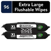 DUDE Wipes Odor Destroyer Flushable Wipes, XL Wet Wipes, Deodorizing with Clean Scent, 48 Count, 2 Pack
