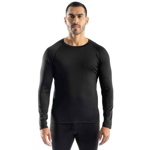 Realtree Men's Heavyweight Fleece Base Layer Thermal Shirt, Black, XL