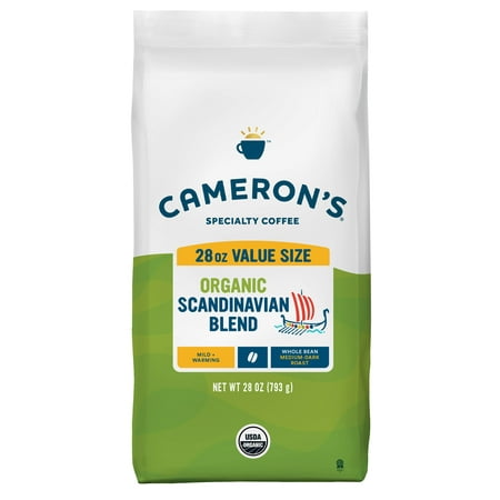 Cameron’s Organic Roast Scandinavian Blend Medium-Dark Whole Bean Coffee (28 oz)