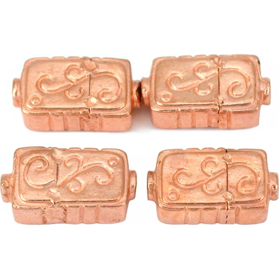 Fluted Rectangle Beads Copper Plated Bead 18mm Approx 4