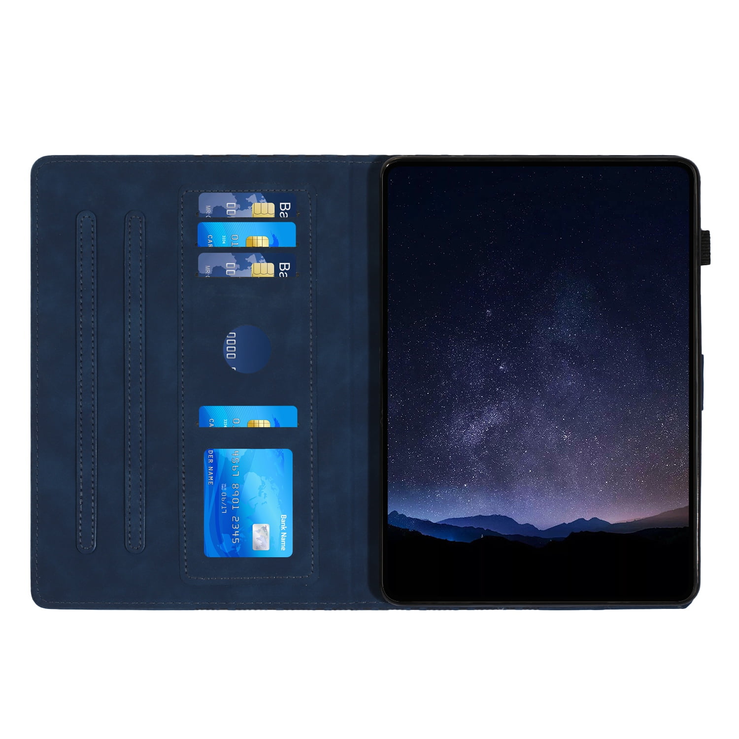 Allytechgroup Slim Case for Apple iPad Pro 11" M4 2024, Premium PU Leather Folio Flip Cover Stand Anti-Scratch Cards Slots Pencil Holder Smart Case Cover Auto Sleep Wake, Blue