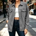 thumbnail image 7 of Oversized Denim Jackets for Women Drop Shoulder Jean Jacket Plus Size Casual Button Down Boyfriend Denim Jean Jackets with Pockets, 7 of 7