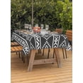 thumbnail image 3 of Outdoor Tablecloth with Umbrella Hole for Patio/Picnic/Party/Camping, Black Boho Waterproof Table Cloth Rectangle Table Cover Washable, Abstract Geometric Bohemia Ethnic Striped (60"x 84"), 3 of 8
