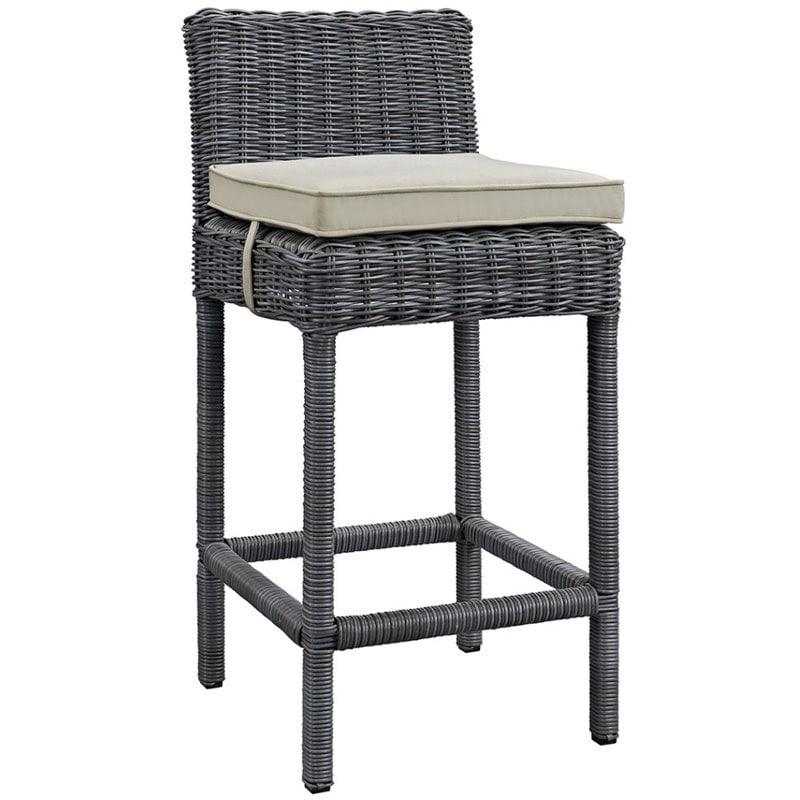 Modway Summon Tabouret de Bar de Patio 28 Pouces en Toile Antique Beige