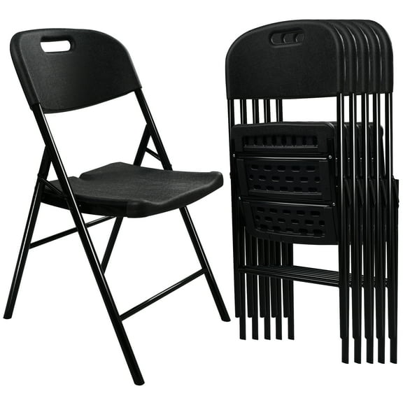 aoole 6 Pack Folding Chair, 700 lb Weight Capacity,Indoor/Outdoor Heavy Duty Foldable Chairs for Restaurants, Kitchens, Picnics, Races, Parties & Weddings. (6, Black)