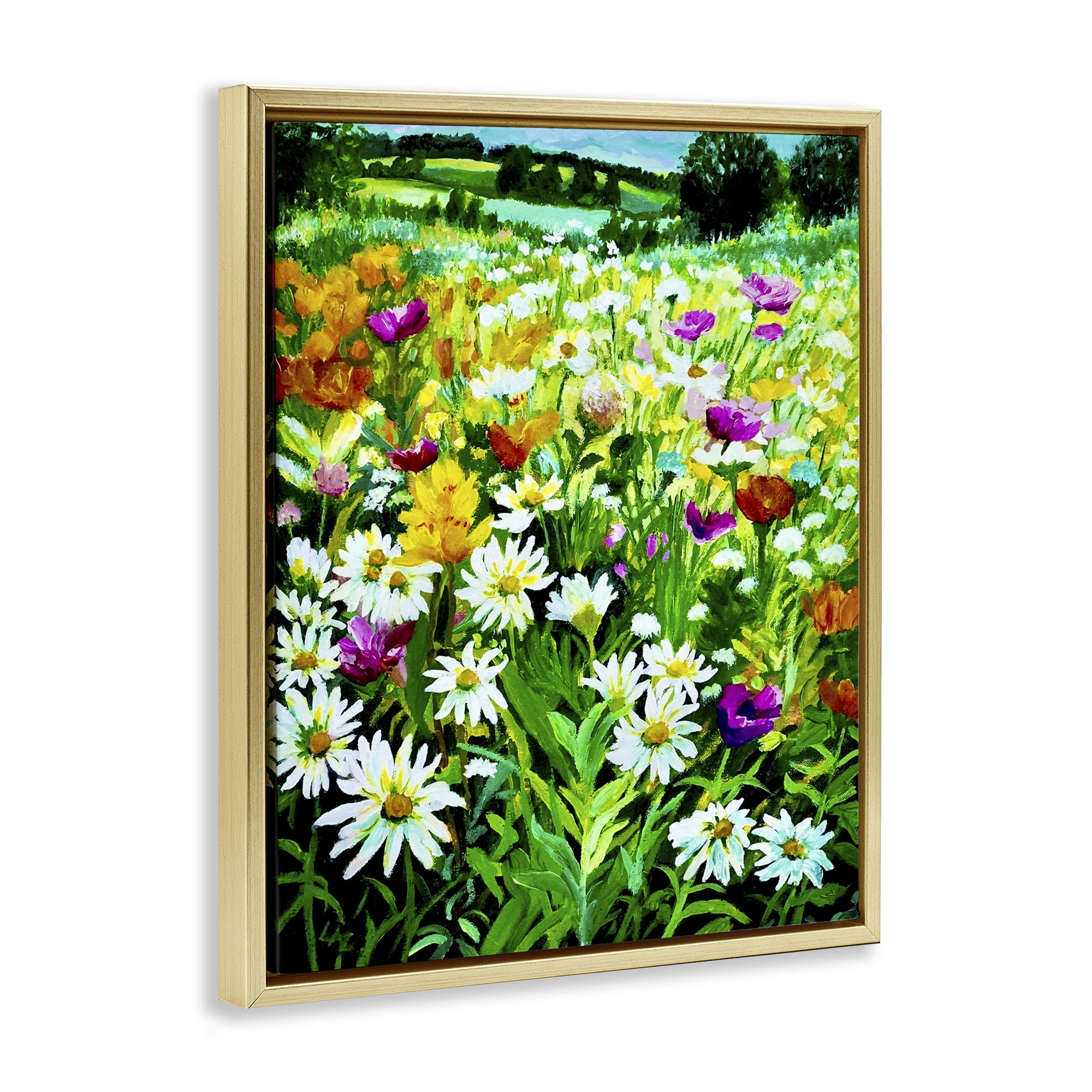 Stupell Industries Hillside Fusion Meadow Gold Framed Floater Canvas Wall Art, design by Lee Ann Zirbes