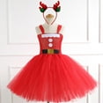 thumbnail image 2 of Gaexia Girls Christmas Dress Funny Holiday Outfits,Child Girls Tulle Pageant Dress Christmas Party Gown Dresses Hairband Set,Red,10-12 Years, 2 of 8
