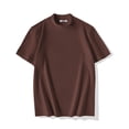 thumbnail image 2 of Camiseta COOFANDY Mock de cuello alto de manga corta de algodón para hombre, marrón, 2 of 6