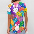 thumbnail image 4 of OIOLOYJM Easter Scrubs Tops for Women Happy Stretch Bunny Eggs Graphic Tops Short Sleeve V Neck Nursing Shirts Soft Elegant T Shirts with 2 Pockets Purple 3XL, 4 of 5