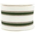 thumbnail image 4 of Northlight White and Green Striped Wired Craft Ribbon 2.5" x 10 Yards, 4 of 7