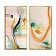 thumbnail image 2 of Designart "Vagues d'Abstraction Multicolore III" Art Mural Encadré Minimaliste Abstrait Ensemble de 2 - Ensemble de Toiles Encadrées Abstraites Vertes pour Décoration de Salon, 2 of 6