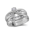 thumbnail image 2 of FB Jewels 10kt White Gold His Hers Round Diamond Solitaire Matching Bridal Wedding Ring Band Set 1/5 Cttw, 2 of 4