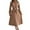 Khaki, variant on Women's Elegant Long Sleeve Pleated Midi Dress with Belt V-Neck Button Down A-Line Dress for Formal and Casual Occasions