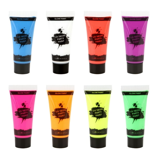  UV Glow Blacklight Face and Body Paint 0.34oz - Neon  Fluorescent (0.34 Fl Oz (Pack of 7)) : Beauty & Personal Care