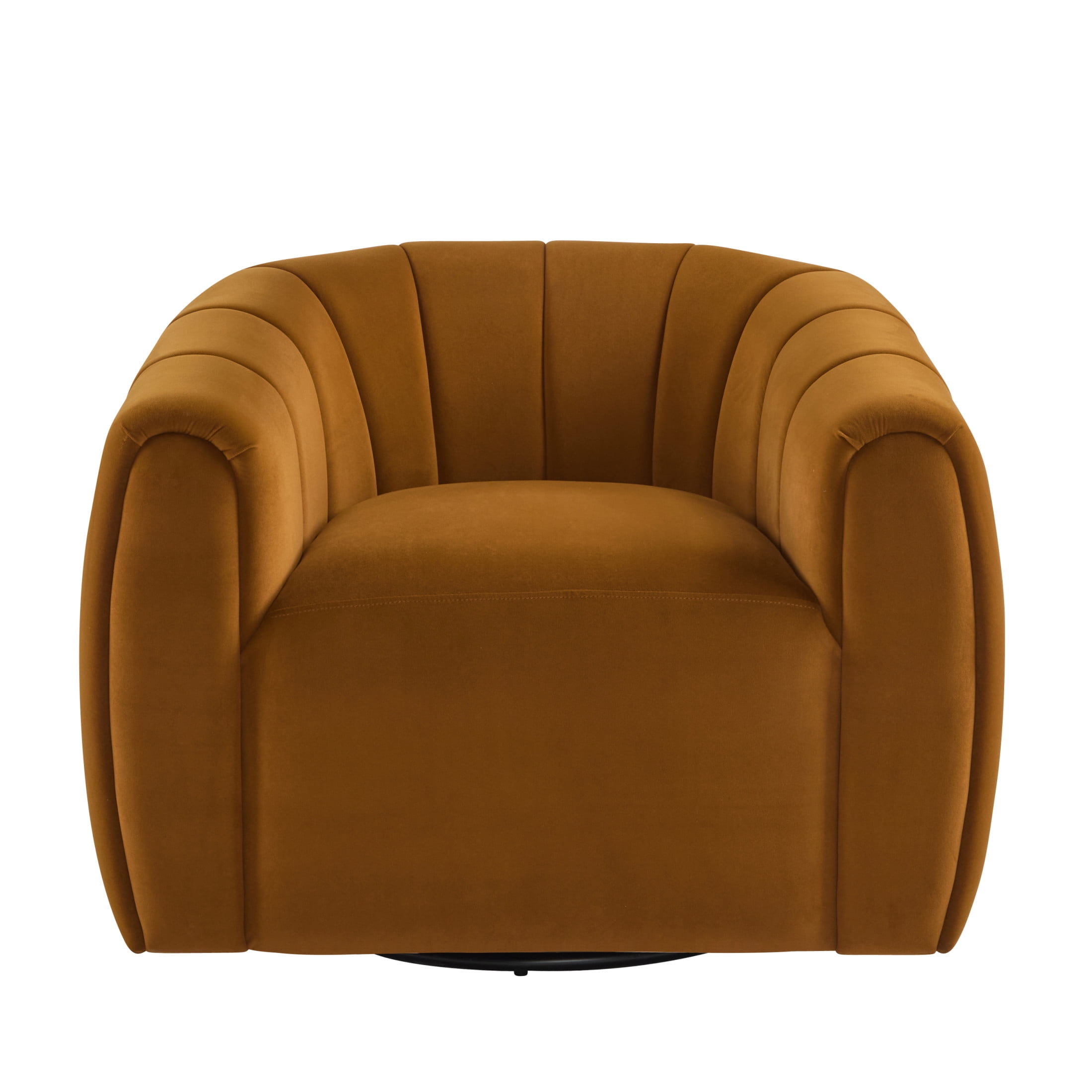 Rune Modern 360-Degree Swivel Barrel Club Chair, Velvet Upholstered Accent Chair, Turmeric